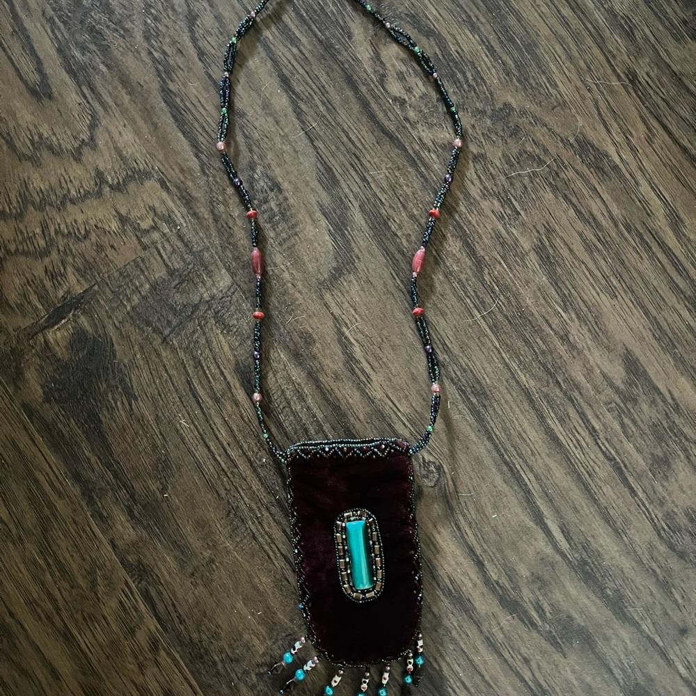 Velvet Beaded Pouch/Necklace